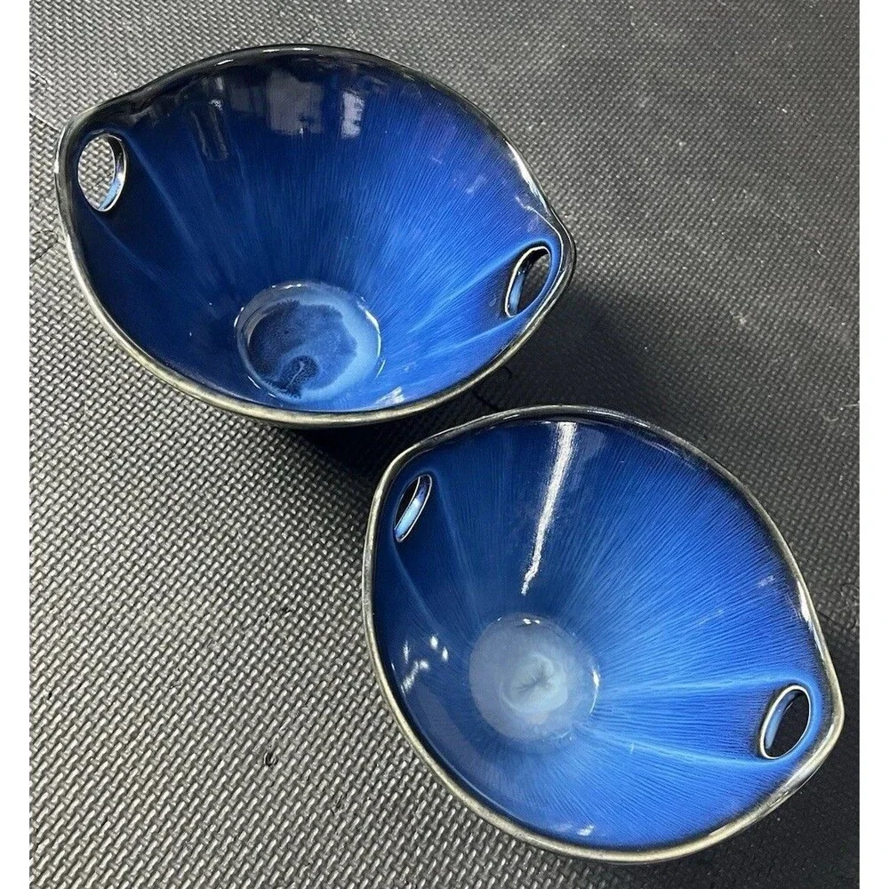 Bel Piatto stoneware bowl Set 2 BowlsDark Blue And Black